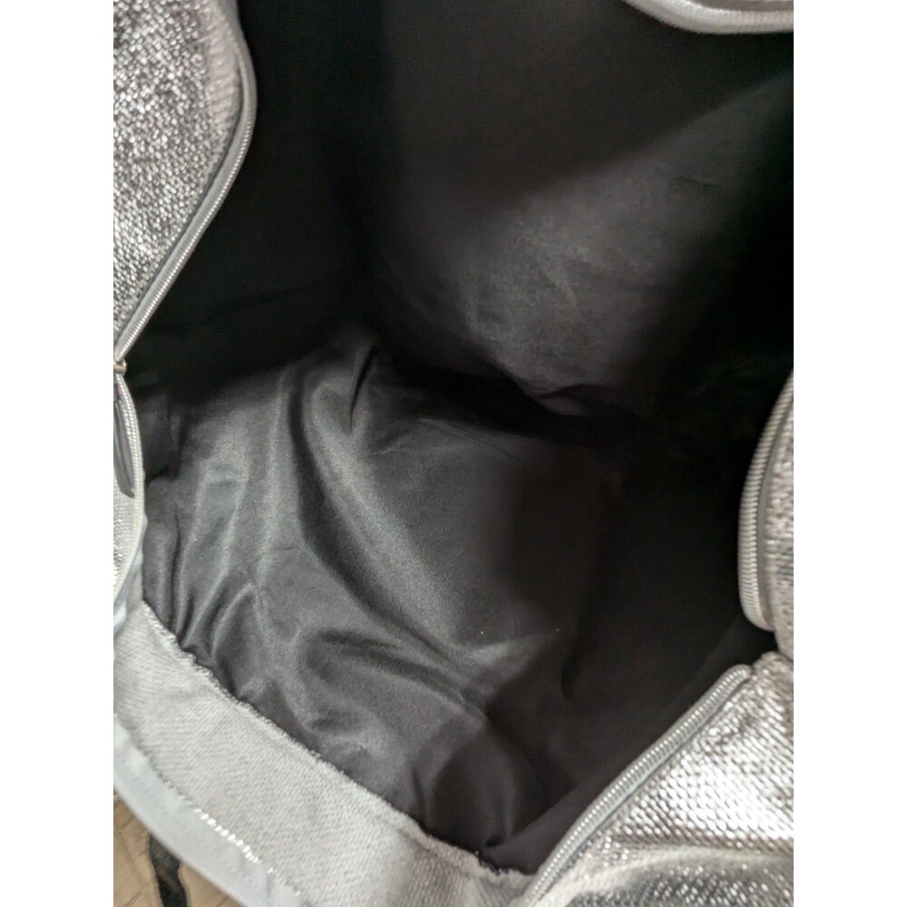 Victoria's Secret Weekender Large Tote Bag Silver 24X14 in Travel Gym Pool Beach - Picture 7 of 10